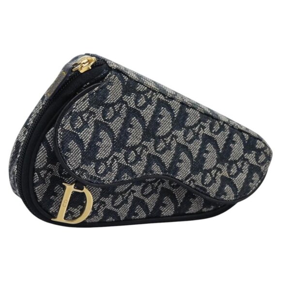 Christian Dior Trotter Canvas Saddle Pouch Navy Auth 113822 - Picture 1 of 16